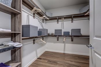 Lux apartments bellevue washington has large walk-in closets in every home, with custom built in shelving